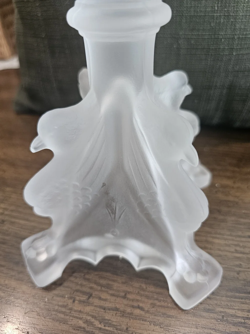 Antique Val Saint Lambert Frosted Crystal Candlestick 11” Belgian Glass